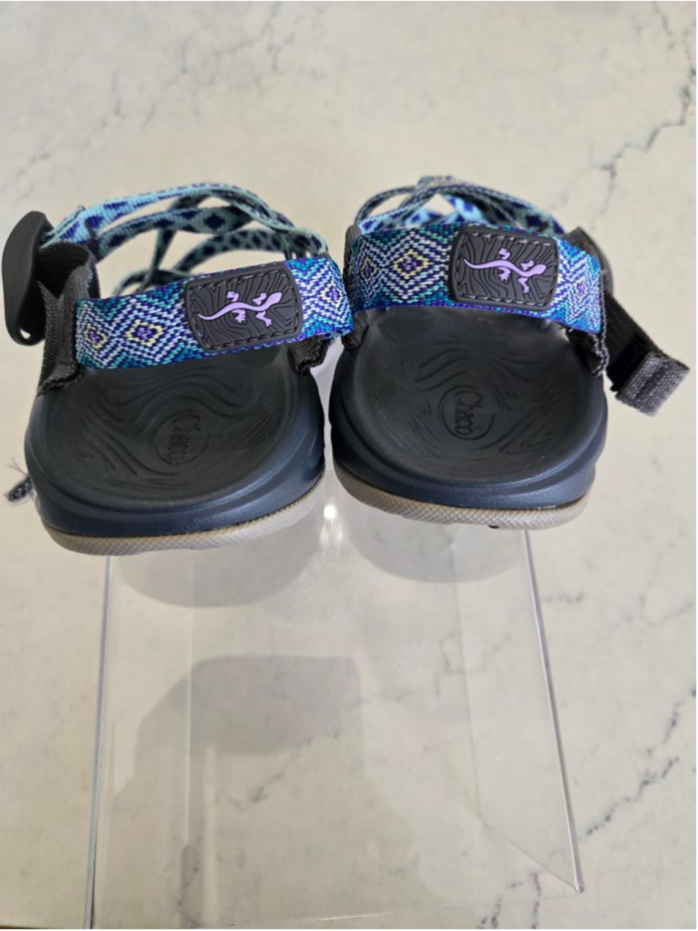 Women's Chaco Sandals Size 8 Black with Purple and Yellow Straps - Picture 4 of 10
